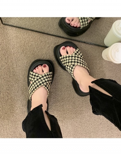 Replica Outdoor Black Houndstooth  Crisscross Chunky Slippers #798240 $21.63 USD for Wholesale