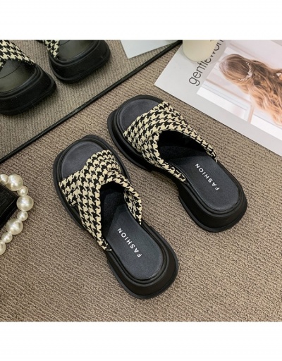 Replica Outdoor Black Houndstooth  Crisscross Chunky Slippers #798240 $21.63 USD for Wholesale