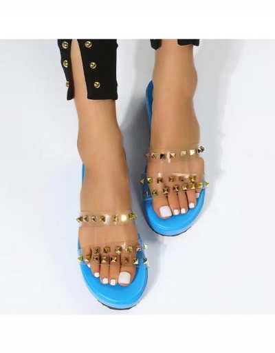  PU Transparent Rivet Women's Mid-Heel Slippers #798244 $22.43 USD, Wholesale Fashion Slippers