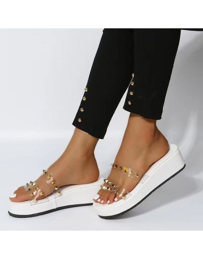 Replica  Summer Casual Rivet Platform Slippers For Women #798246 $20.03 USD for Wholesale