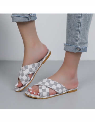 Replica Women's PU Hollowed Out Plaid Flat Slippers #798248 $18.79 USD for Wholesale