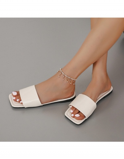 Replica  Women's PU Pure Color Square Toe Slippers #798250 $16.36 USD for Wholesale