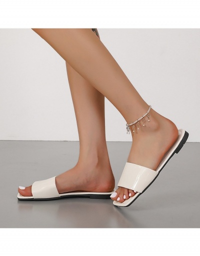 Replica  Women's PU Pure Color Square Toe Slippers #798250 $16.36 USD for Wholesale