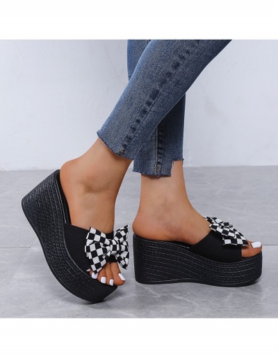 Replica  Summer Beach Bow Wedge Slippers For Women #798252 $22.43 USD for Wholesale