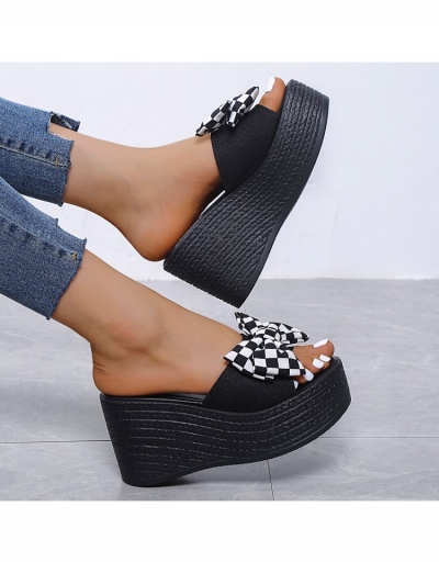 Replica  Summer Beach Bow Wedge Slippers For Women #798252 $22.43 USD for Wholesale