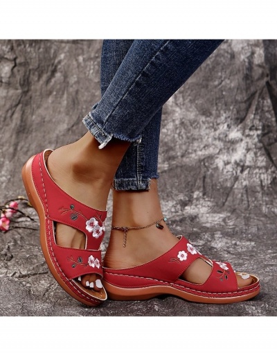 Replica  Women's Flower Embroidery Wedge Slippers #798265 $15.50 USD for Wholesale