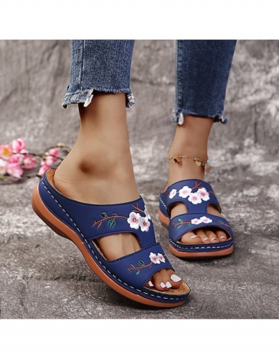 Replica  Women's Flower Embroidery Wedge Slippers #798265 $15.50 USD for Wholesale