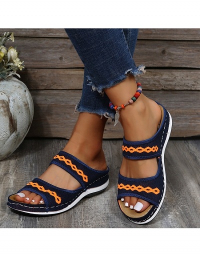 Replica  Contrast Color Casual Wedge Slippers For Women #798268 $21.84 USD for Wholesale