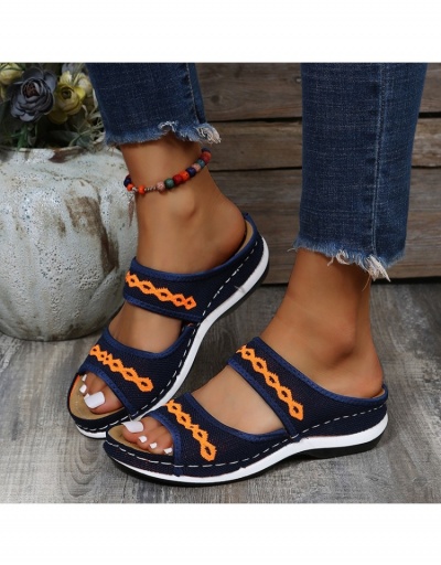 Replica  Contrast Color Casual Wedge Slippers For Women #798268 $21.84 USD for Wholesale