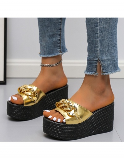 Replica  Women's New Chain Wedge Slippers #798270 $18.98 USD for Wholesale