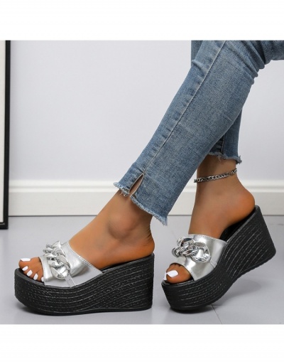 Replica  Women's New Chain Wedge Slippers #798270 $18.98 USD for Wholesale