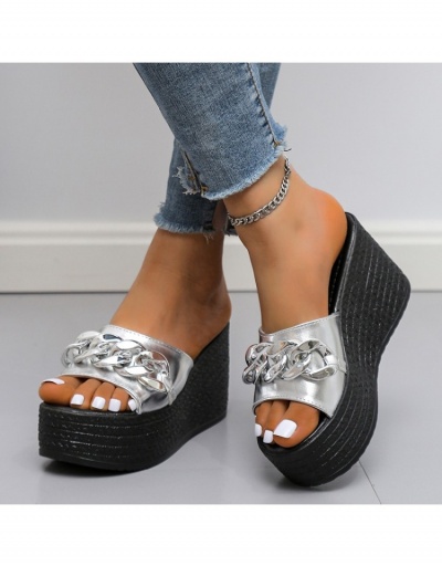 Replica  Women's New Chain Wedge Slippers #798270 $18.98 USD for Wholesale