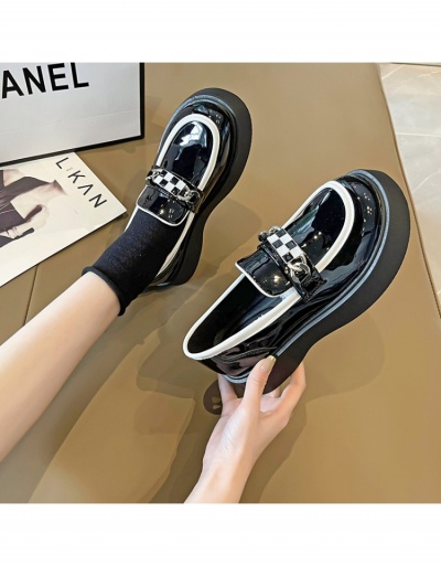 Replica  British Retro PU Chunky Flats #798278 $27.89 USD for Wholesale