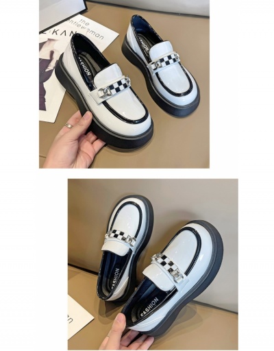 Replica  British Retro PU Chunky Flats #798278 $27.89 USD for Wholesale