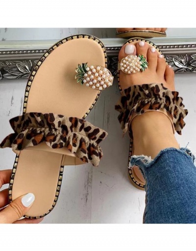 Replica  Summer Leopard Print Faux Pearl Slippers #798279 $11.88 USD for Wholesale