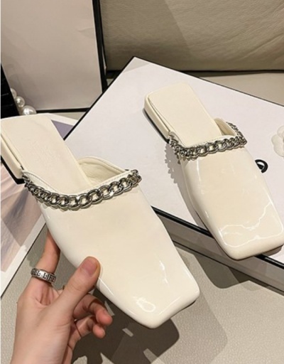 Replica Casual Chain Patch Square Toe Flats For Women #798280 $24.38 USD for Wholesale