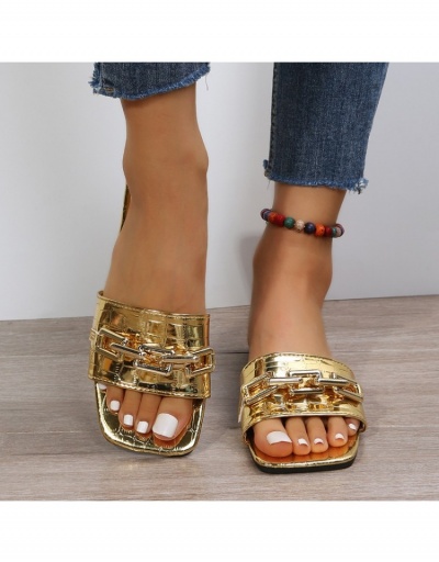 Women's Chain Patchwork Square Toe Slippers #798287 $17.88 USD, Wholesale Fashion Slippers