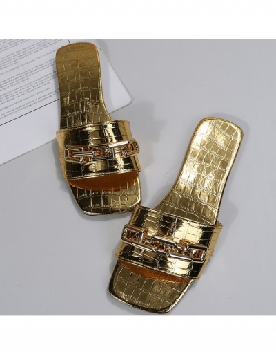 Replica Women's Chain Patchwork Square Toe Slippers #798287 $17.88 USD for Wholesale