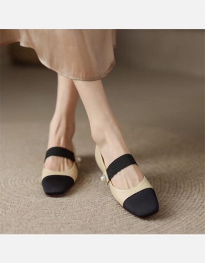 Replica Contrast Color Design Square Toe Flats #798297 $24.38 USD for Wholesale