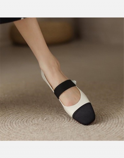 Replica Contrast Color Design Square Toe Flats #798297 $24.38 USD for Wholesale