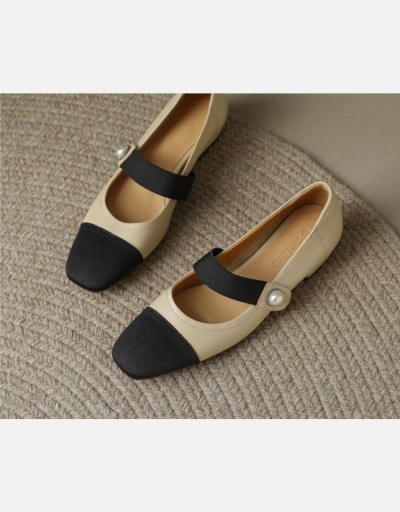 Replica Contrast Color Design Square Toe Flats #798297 $24.38 USD for Wholesale