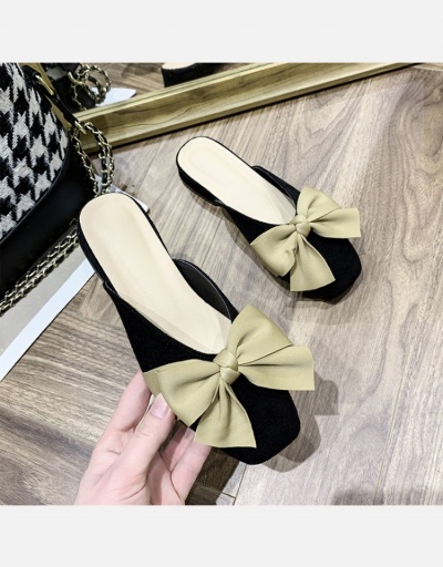 Replica Contrast Color Bow Closed Toe Slip On Mules #798301 $17.35 USD for Wholesale