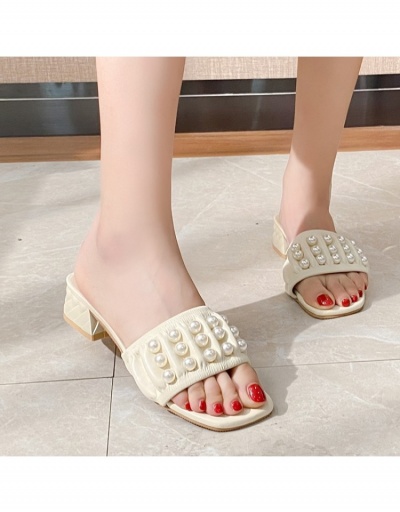  Summer PU Faux Pearl Square Toe Slippers #798304 $22.25 USD, Wholesale Fashion Slippers