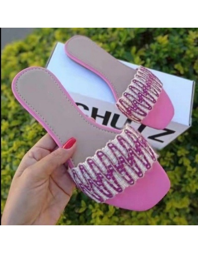  Patent Leather Colorblock Square Toe Women's Flat Slippers #798306 $18.20 USD, Wholesale Fashion Slippers