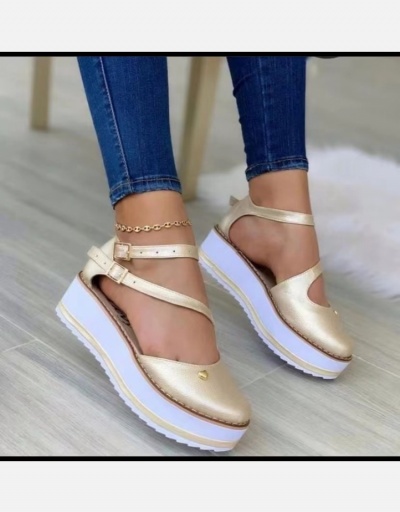 Replica Hollow Out Round Toe Wedge Flats For Women #798307 $28.65 USD for Wholesale