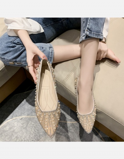 Replica  Rhinestone Pearl Summer Pointed Flat Shoes #798309 $23.07 USD for Wholesale