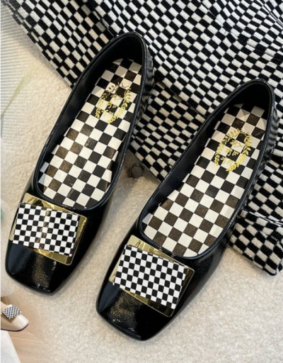 Replica Korean Style Retro Grid Flats Shoes For Women #798315 $26.07 USD for Wholesale