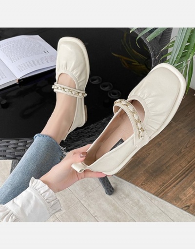 Replica Chain Patchwork Round Toe Designer Flats #798317 $32.16 USD for Wholesale