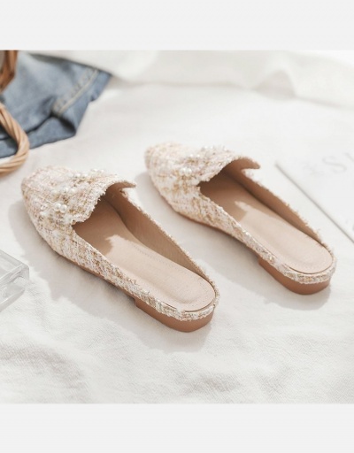 Replica Faux Pearl Decor Closed Toe Cute Flats #798323 $10.85 USD for Wholesale