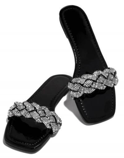 Replica Summer Rhinestone Flat Slippers For Women #798326 $18.20 USD for Wholesale