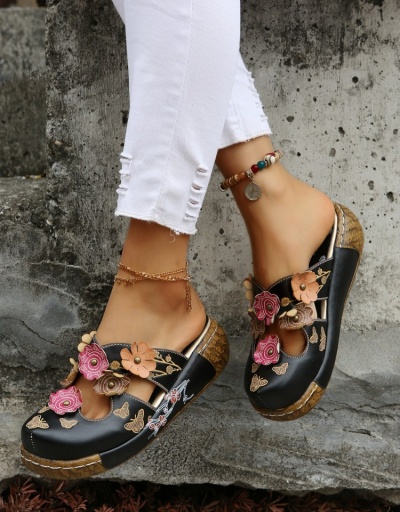 Replica Fashion Flower Butterfly Pattern Contrast Color Women's Slippers #798330 $33.25 USD for Wholesale