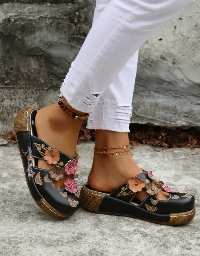 Replica Fashion Flower Butterfly Pattern Contrast Color Women's Slippers #798330 $33.25 USD for Wholesale