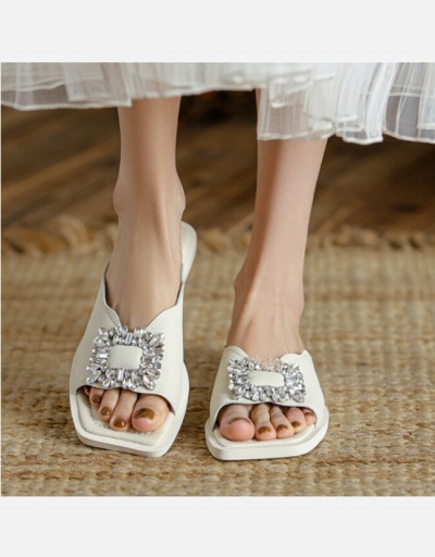 Fashion Rhinestone Square Toe Summer Flats #798331 $23.66 USD, Wholesale Fashion Flats