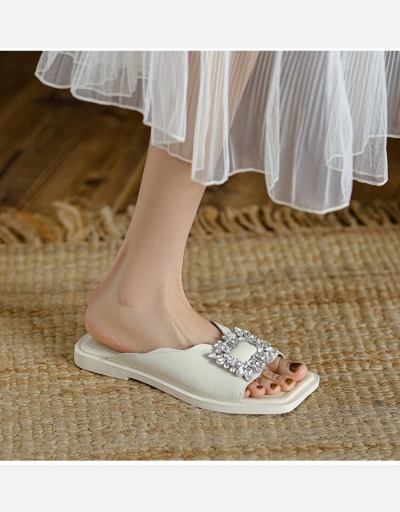 Replica Fashion Rhinestone Square Toe Summer Flats #798331 $23.66 USD for Wholesale