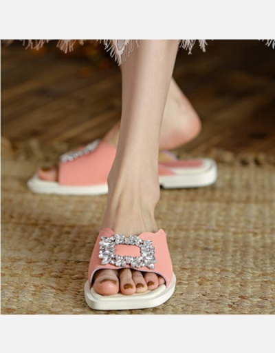 Replica Fashion Rhinestone Square Toe Summer Flats #798331 $23.66 USD for Wholesale