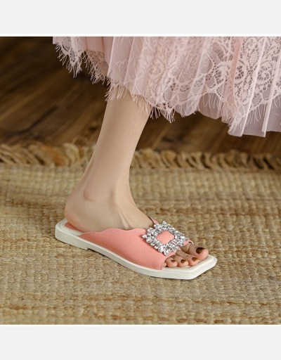 Replica Fashion Rhinestone Square Toe Summer Flats #798331 $23.66 USD for Wholesale