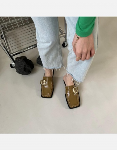 Replica British Style Square Toe Flat Mules Shoes  #798344 $42.80 USD for Wholesale