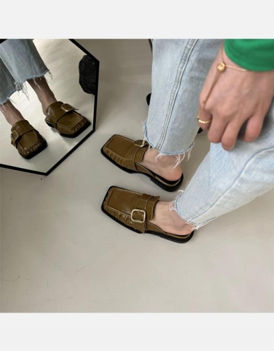 Replica British Style Square Toe Flat Mules Shoes  #798344 $42.80 USD for Wholesale