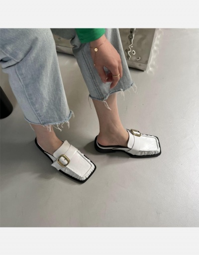 Replica British Style Square Toe Flat Mules Shoes  #798344 $42.80 USD for Wholesale