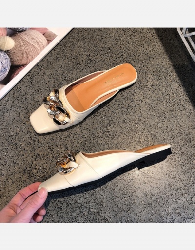 Replica Streetwear Fashion Chain Slip On Flat Slipper Mules #798354 $21.06 USD for Wholesale