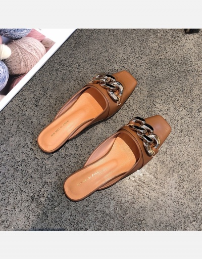 Replica Streetwear Fashion Chain Slip On Flat Slipper Mules #798354 $21.06 USD for Wholesale