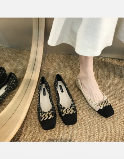 Replica Contrast Color Rhinestone Chain Comfy Flats #798356 $20.28 USD for Wholesale