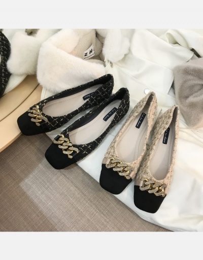 Replica Contrast Color Rhinestone Chain Comfy Flats #798356 $20.28 USD for Wholesale