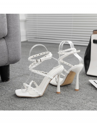 Replica Sexy Round Rivet Ankle Strap Heels  For Ladies #798358 $36.85 USD for Wholesale