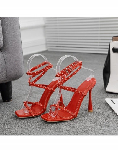 Replica Sexy Round Rivet Ankle Strap Heels  For Ladies #798358 $36.85 USD for Wholesale