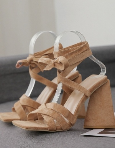 Replica Women Lace Up Chunky High-Heeled Sandals  #798362 $36.85 USD for Wholesale